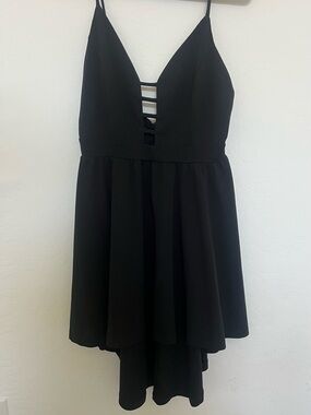 Symphony Black Strappy V-Neck Midi Dress